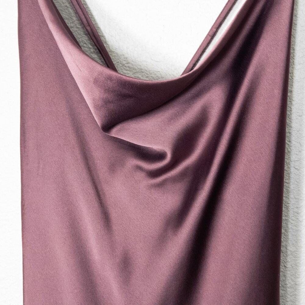 Show Me Your Mumu Purple Slip Dress Size S Cowl Neck Minimalist Romantic - Picture 3 of 7